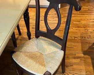 Set of six dining chairs with rush seats in excellent condition!