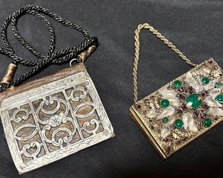 40's Jeweled Evening Bag By Evans--2-Sided, Copper & Brass Decorative Purse