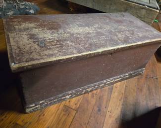 Early primitive blanket chest w/original red paint.