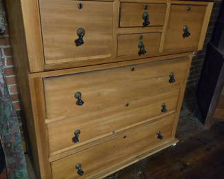 Early Empire chest w/tear drop handles.