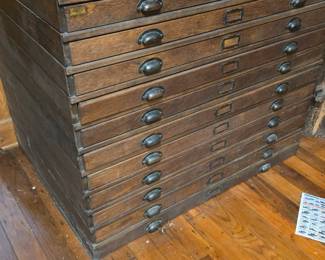 11 drawer stacking oak map case.