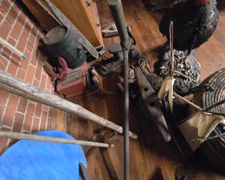 Early iron blacksmith forged anchor.