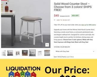 Check out these Solid Wood Counter Stools β originally up to $75, now ONLY $20 each at Liquidation Popup! π Perfect for kitchens, dining areas, or extra seating with a modern farmhouse touch.