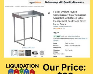 This Flash Furniture Jayden Contemporary Glass Desk (originally $99.99) can be YOURS for only $20! π± Sleek silver frame + tempered glass top = perfect for your home office, dorm, or study space.