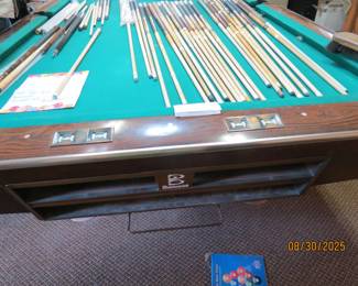 Brunswick Tournament Pool Table & Custom Cues
