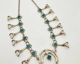 Vintage 20" Faux Squash Blossom Necklace.