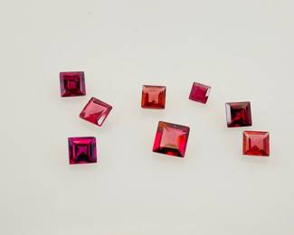 Pink Tourmaline square cut gemstones, sizes vary. 3.60 ctw.