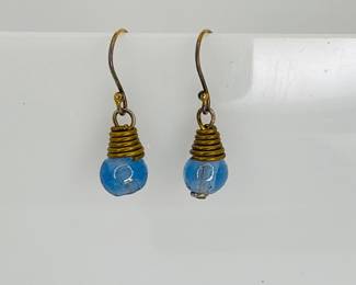 Blue Resin Wire Earrings.