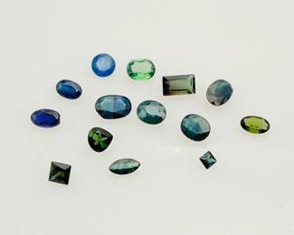 Blue spinel and tourmaline gemstones, mixed sizes and shapes. 4.30 ctw.