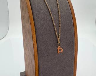 14K gold "P" charm on an 18" 12K gold filled chain.