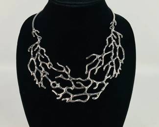 Stainless steel branch necklace.