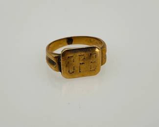 10K gold initial ring "CFG" size 4.25. 2.47 gtw.