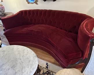 Elegant Red Velvet Sofa