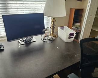 Table Lamp. Computer Monitor, Desk