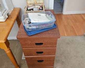 Table with Drawers, Sewing Supplies
