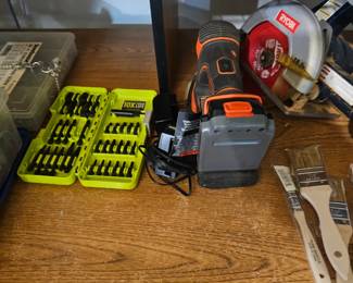 Ryobi Circular Saw, Paint Brushes, Drill Bits