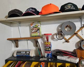 Baseball Caps, Tools, Workbench Supplies