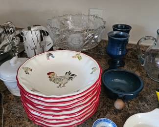Glass Bowl, Rooster Themed Bowls, Mugs, Kitchenware