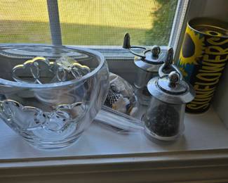 Glass Bowl, Pepper Grinder
