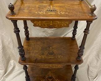 Three Tier French Stand w/Inlay & Brass