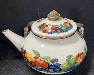 Enamel Tea Kettle w/Fruit
