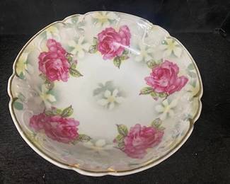 Handpainted Porcelain Bowl /Pink Roses