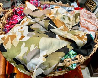 Basket of silk scarves/ladies scarves