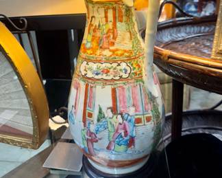 Vintage Rose Famille Pitcher Lamp