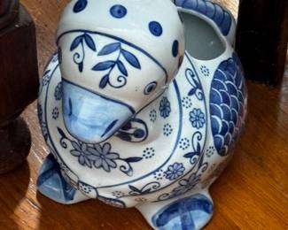 Hand Painted Blue and White Duck Planter