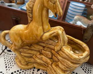 Mid Century TV Lamp Base w/ Roaring Horse
