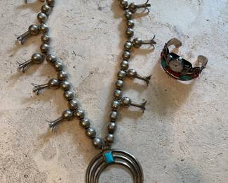 TURQUOISE  & SILVER SQUASH ECKLASE