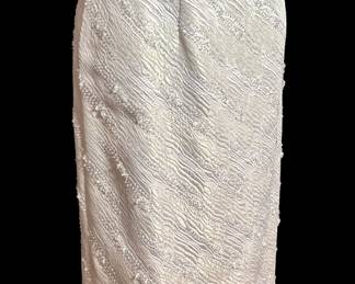 Silver Strapless Evening Gown
with Beaded Detailing