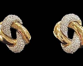 Yellow Gold & Diamond Knot Earrings