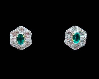 Diamond & Emerald Earrings
