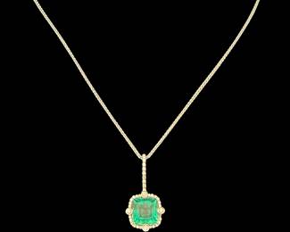 White Gold Chain with Tzavorite & Diamond Pendant