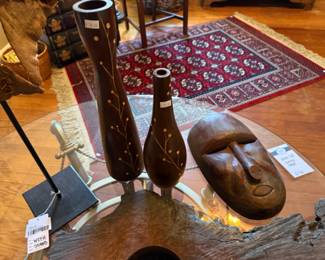Kuba African Mask with Stand, Vases 