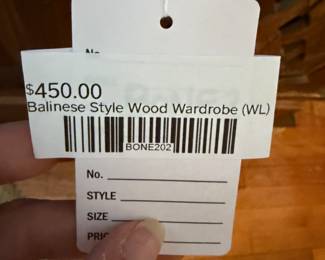 Balinese Style Wood Wardrobe (WL)