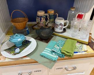 Dish Towels, Steins, Glass Sets 