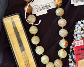 Vintage Onyx Style Stone Necklace