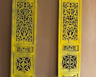 Carved Lotus Wood Panel