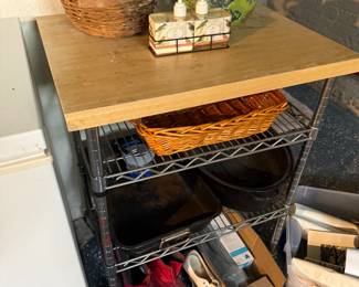 Wood and Metal Side Table with Shelves