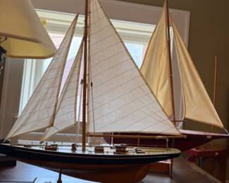 Lacquered Wood Model Sailboat