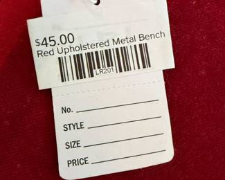 Red Upholstered Metal Bench