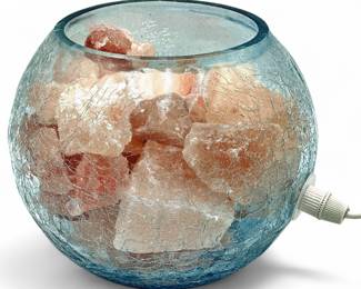 Pink Himalayan Salt Lamp in Glass Bowl
