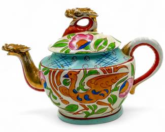 Vintage Japanese Gold Castle Chikusa Porcelain Teapot