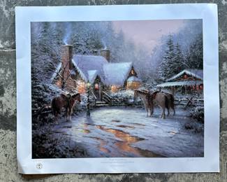 Thomas Kinkade AP Lithograph 1996 Placerville Christmas Memories II