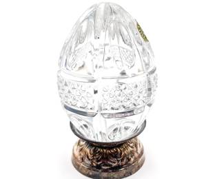 Waterford Cut Crystal Egg with Silverplate Base
