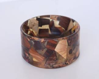 Mid-Century Embedded Wood Chip Resin Ashtray