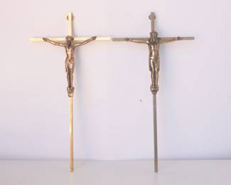 Pair of Brass Crucifix Crosses