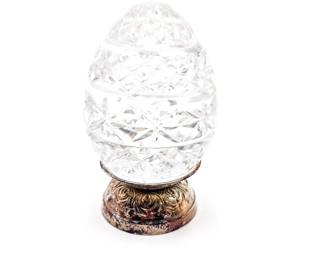 Crystal Egg Paperweight with Silver-Plated Tray, Rococo Style
